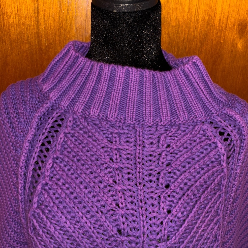NWT FREE PEOPLE Glowing Orchid Purple Women's Sweetheart Sweater SZ LARGE - Picture 4 of 11